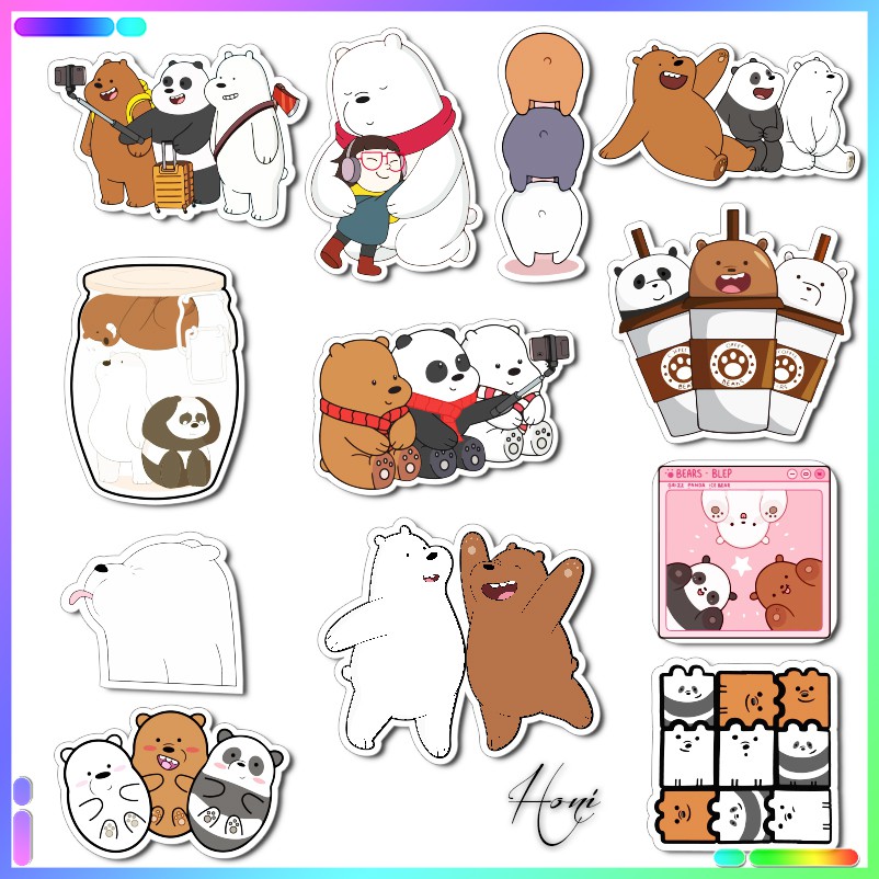 Sticker We Bare Bears - Sticker 3 Chú Gấu dễ thương