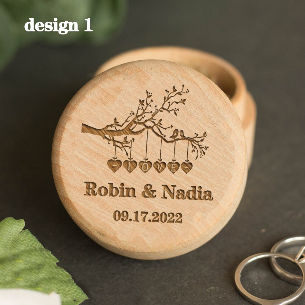 Tùy Chỉnh Nhẫn Cưới Hộp Cá Tính Tên Cặp Đôi Nhẫn Đính Hôn Hộp Cầu Hôn Nhẫn Cưới Bảo Quản Món Ăn Ngày Lễ Tình Nhân