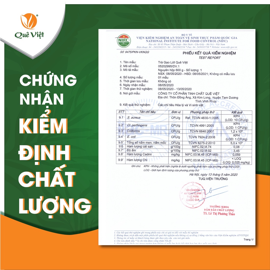 Trà Gạo lứt Quê Việt nguyên liệu tự nhiên thanh lọc gan, thải độc cơ thể Hộp 600g 20 túi lọc