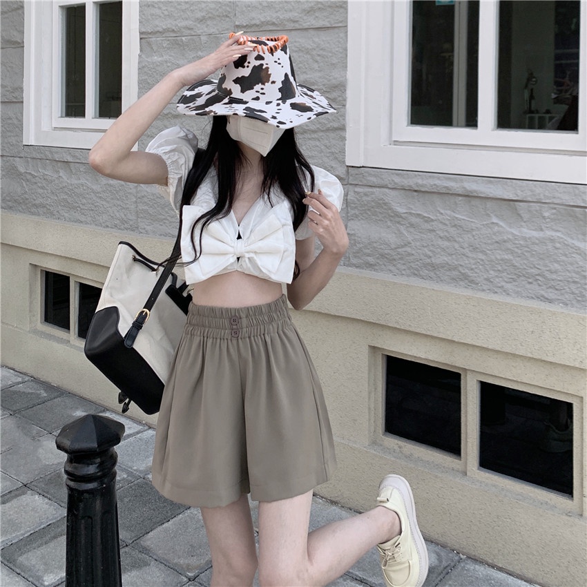 Quần Short Thể Thao Eo Cao Co Giãn Tốt Kiểu Hàn Quốc Thời Trang Mùa Hè Cho Nữ