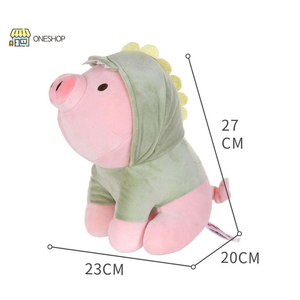 Thú nhồi bông 100% bông mềm mịn hình heo con áo khủng long đáng yêu Miniso
