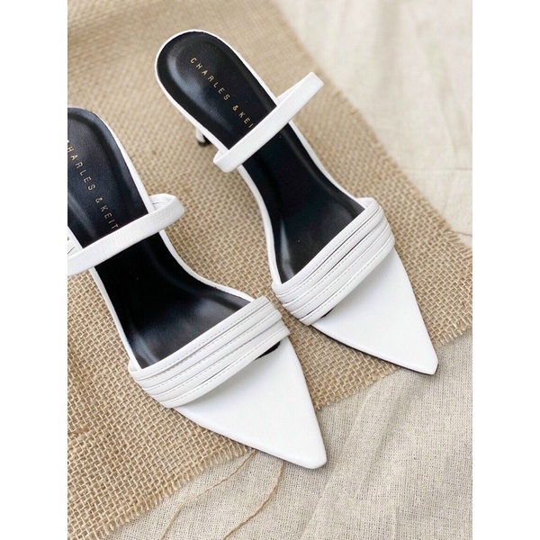 Sandal nữ cao gót mũi nhọn đen basic 7cm