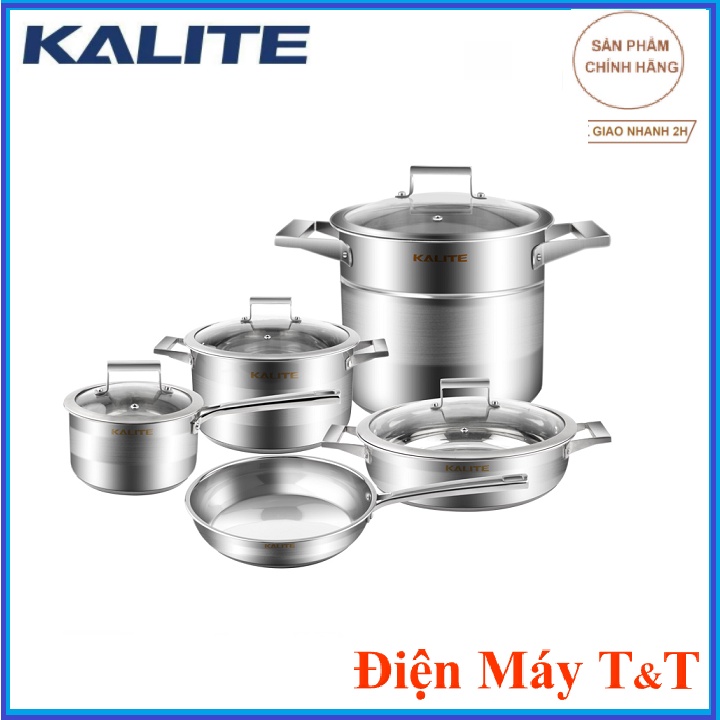 Bộ nồi inox chảo chống dính 5 món Kalite KL-339 siêu bền, hàng chính hãng, hợp kim kim loại tăng khả năng tỏa nhiệt