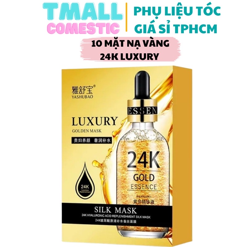 Mặt nạ vàng 24k hộp 10 cái - Mặt nạ vàng luxury dưỡng ẩm phục hồi hư tổn làn da