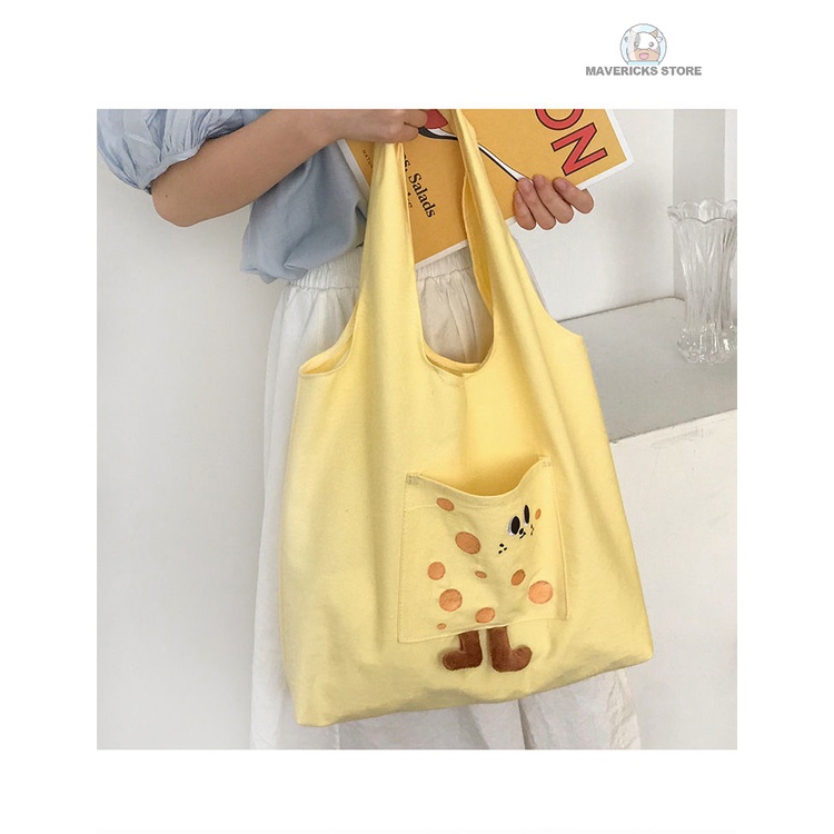 Túi xách canvas cỡ lớn màu sắc dễ thương cho nữ