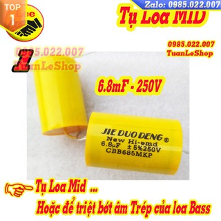 Tụ 6.8mf - tụ phân tần 6,8mf 250v vàng tròn - giá 01 cái