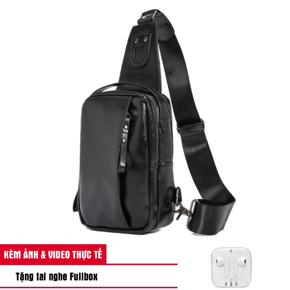 Túi Đeo Chéo Da Nam Thời Trang Công nghệ Có Cổng Sạc , Cổng Tai Nghe -T103