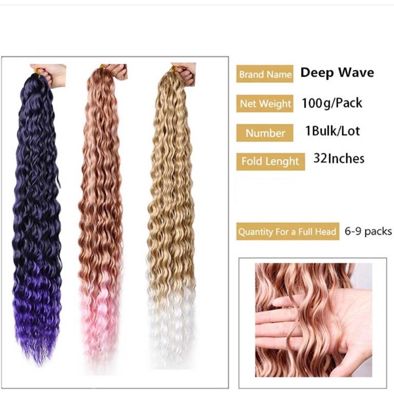 Bộ tóc giả nữ dài 32 inch uốn xoăn gợn sóng bằng sợi tổng hợp chịu nhiệt cao