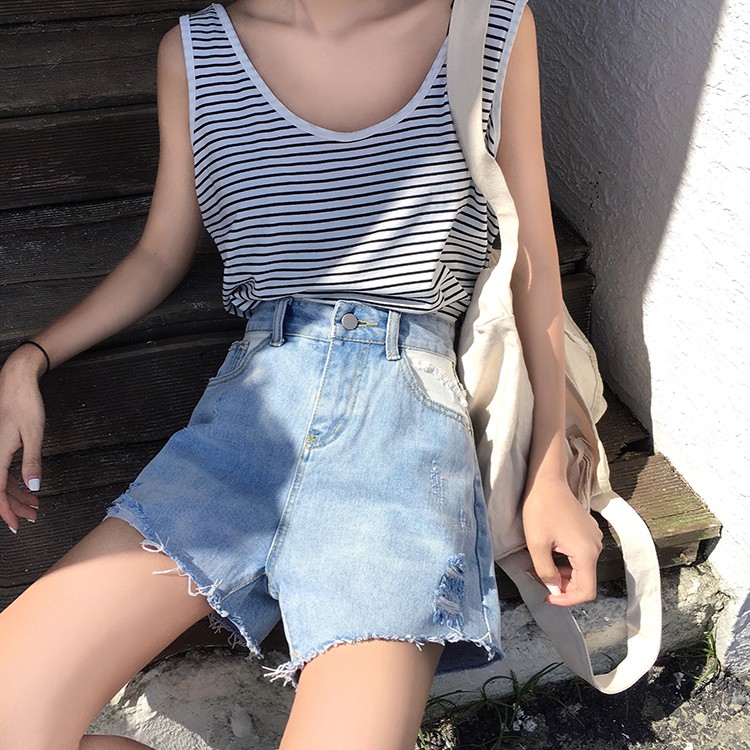 Quần ngắn denim Xiaozhainv phong cách Hàn Quốc cho nữ | BigBuy360 - bigbuy360.vn