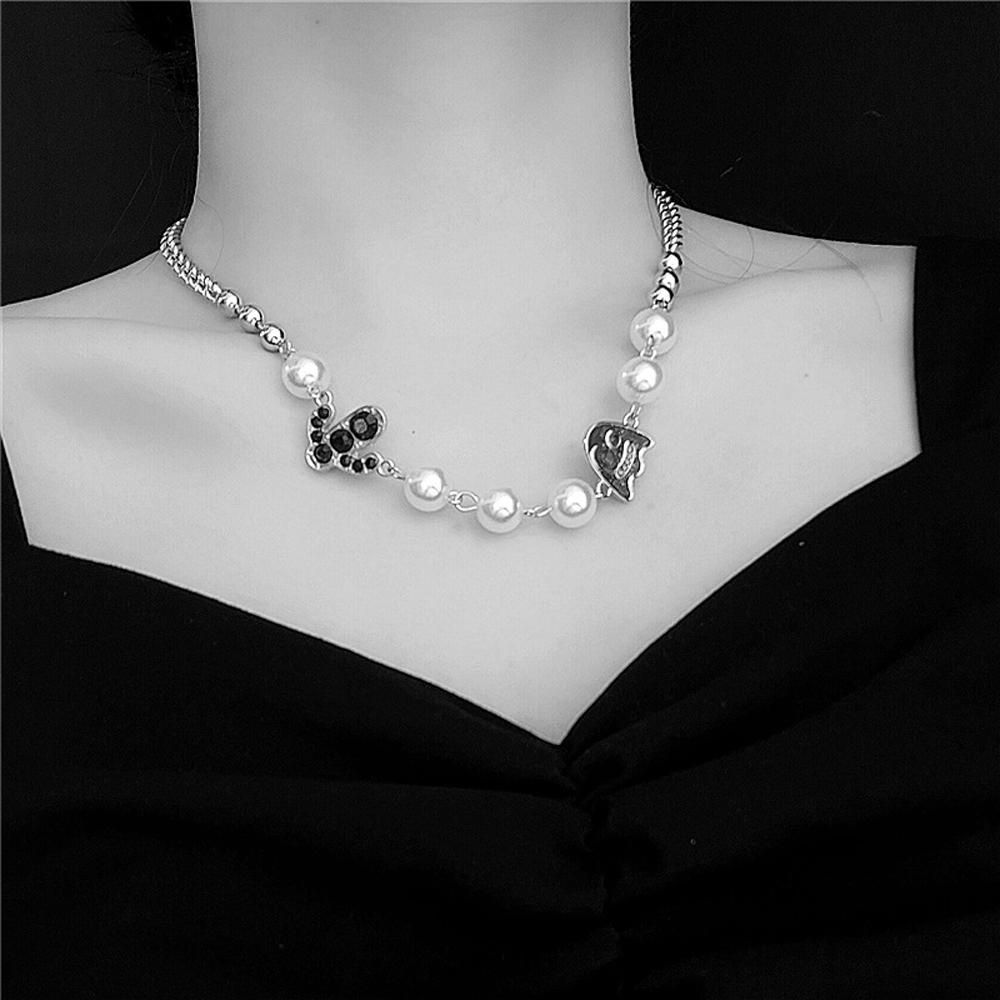 Vòng Cổ Choker Đính Ngọc Trai Hình Cây Xương Rồng Phong Cách Punk Cho Nam Nữ