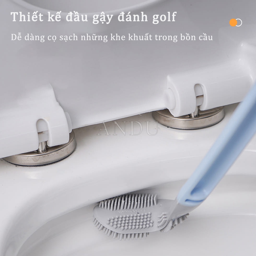 Chổi Cọ Bồn Cầu Thông Minh SILICON Cọ Chà Vệ Sinh TOILET Sạch Mọi Ngóc Ngách Bồn Cầu, Nhà Tắm Hình Gậy Đánh Gold