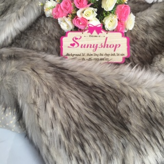 Thảm lông cao cấp màu xám kem