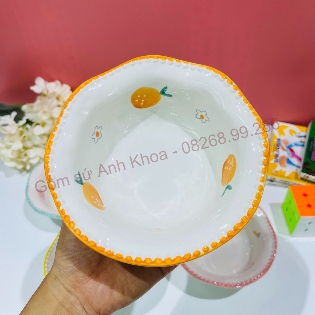 Bát Ăn Cơm Họa tiết xinh yêu, Chén Sứ Tô Salad, Tô lượn Bát Ăn Dặm Cho Bé Chén Dĩa Decor Dễ Thương