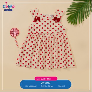 Váy đũi lụa chấm bi phối nơ Chippo V2114X5