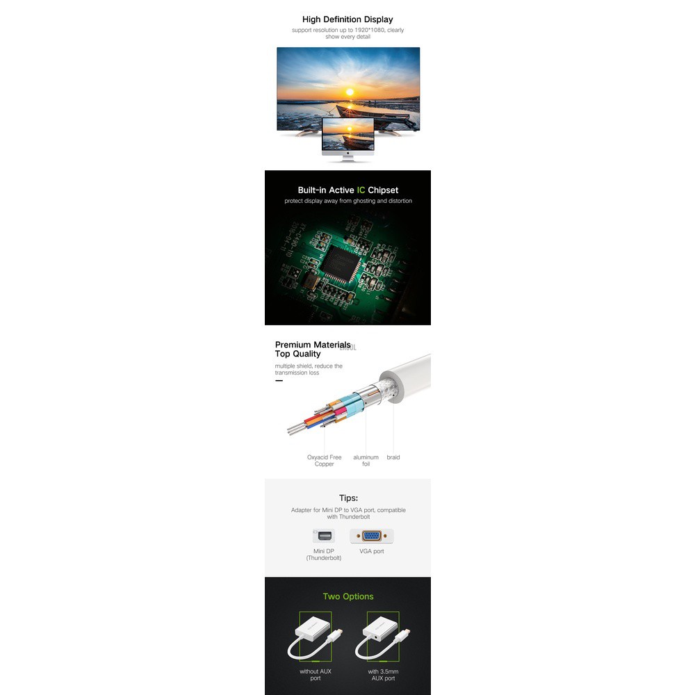 Đầu Chuyển Đổi Từ 1 / 2 Mini Displayport Dp Sang Vga Cho Apple Macbook Air Pro | BigBuy360 - bigbuy360.vn