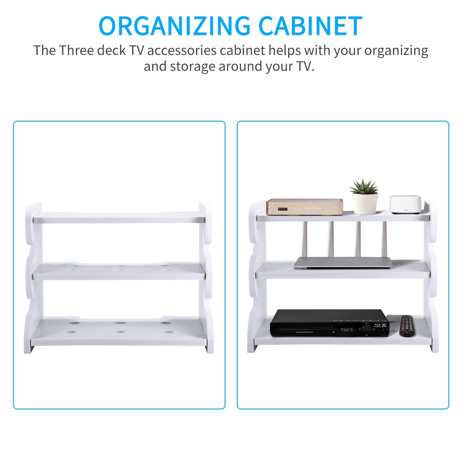 Set Top Box Rack Floating STB Shelf Router Rack Three Deck Wall Shelf For TV Components Router Media Console STB