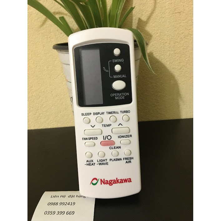 Remote Điều khiển điều hòa Nagakawa ionizer nút hồng ở giữa