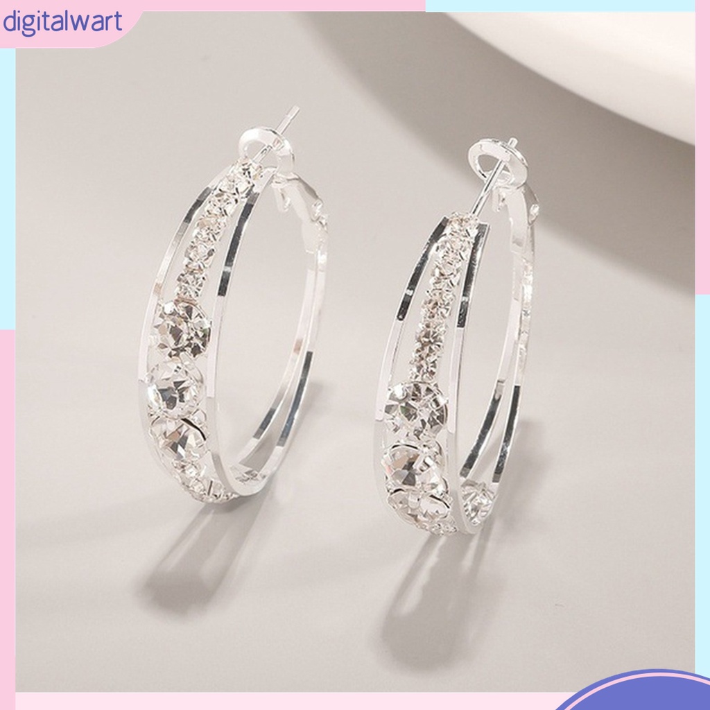 Bông Tai Tròn Đính Đá Lấp Lánh Quyến Rũ Dành Cho Nữ