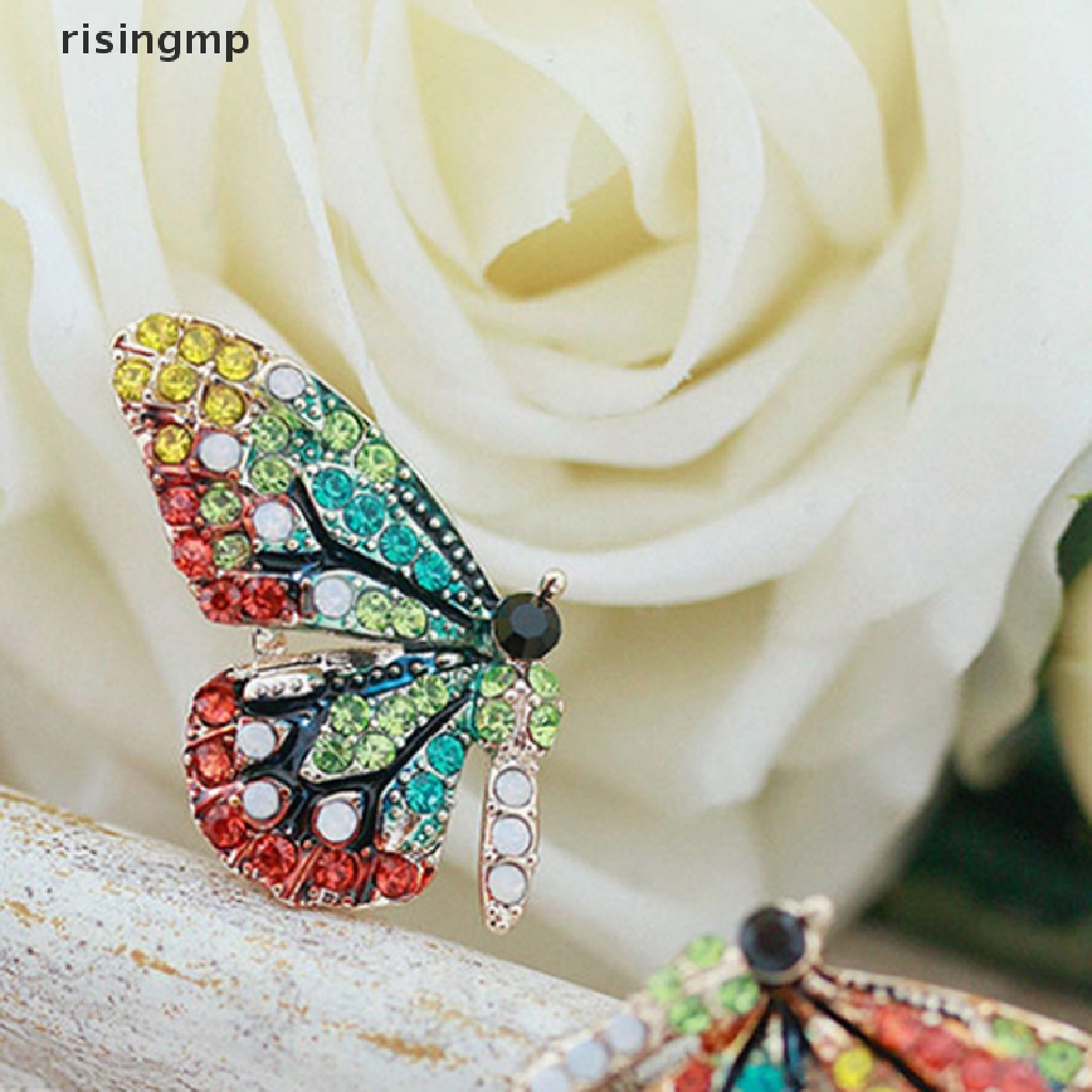 Bông Tai Hình Cánh Bướm Bằng Kim Loại Đính Đá Thời Trang Cho Nữ ♨Nóng Bỏng