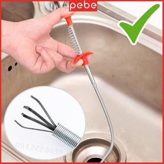 Dây thông tắc cống lò xo đa năng có đầu kẹp gắp rác tiện dụng