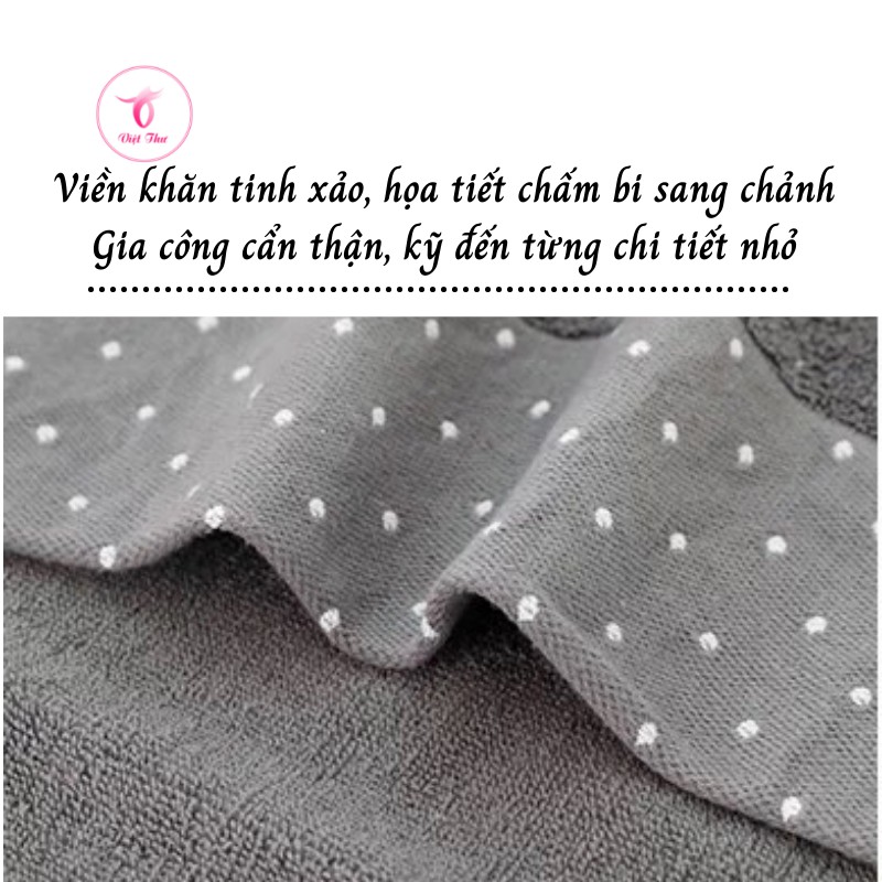 Khăn mặt cotton chấm bi cao cấp VIỆT THƯ, siêu mềm mịn, siêu thấm hút, siêu dày, 100gr, 35x75cm