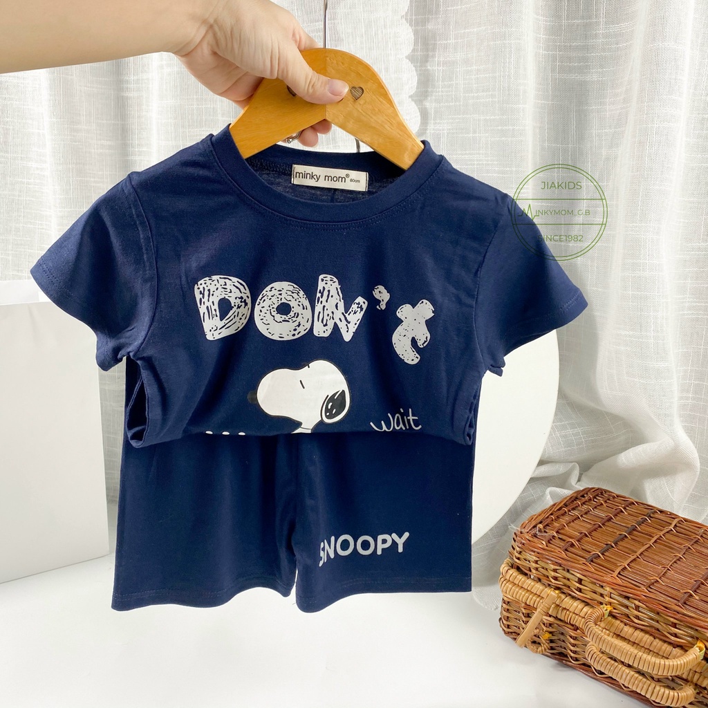 Bộ Ngắn Tay THUN LẠNH MINKYMOM Snoopy I Can Do It Cho Bé TN-IN77