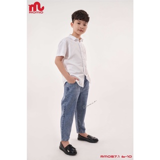 Quần jean mềm Riomio dáng baggy bé trai trơn 2 màu đậm / nhạt