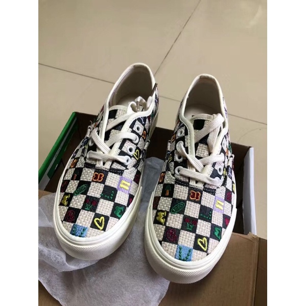 Giày thể thao vải hoạ tiết kẻ caro thổ cẩm phong cách Ulzzang kèm ảnh thật