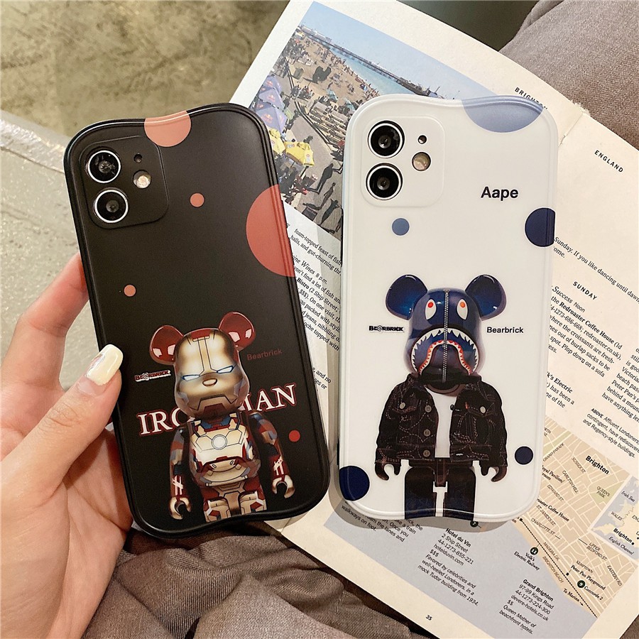 Ốp điện thoại Silicon mềm hình Bearbrick Iron Man sáng tạo cho iPhone 12 Pro Max 11Pro Max X XR XS Max 7 8 Plus SE 2020
