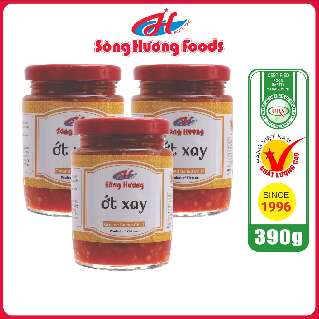 3 Hũ Ớt Tươi Xay Sông Hương Foods Hũ 390g - Ăn kèm , bún , phở , mì tôm , thịt nướng , tốt tiêu hóa, cay tự nhiên