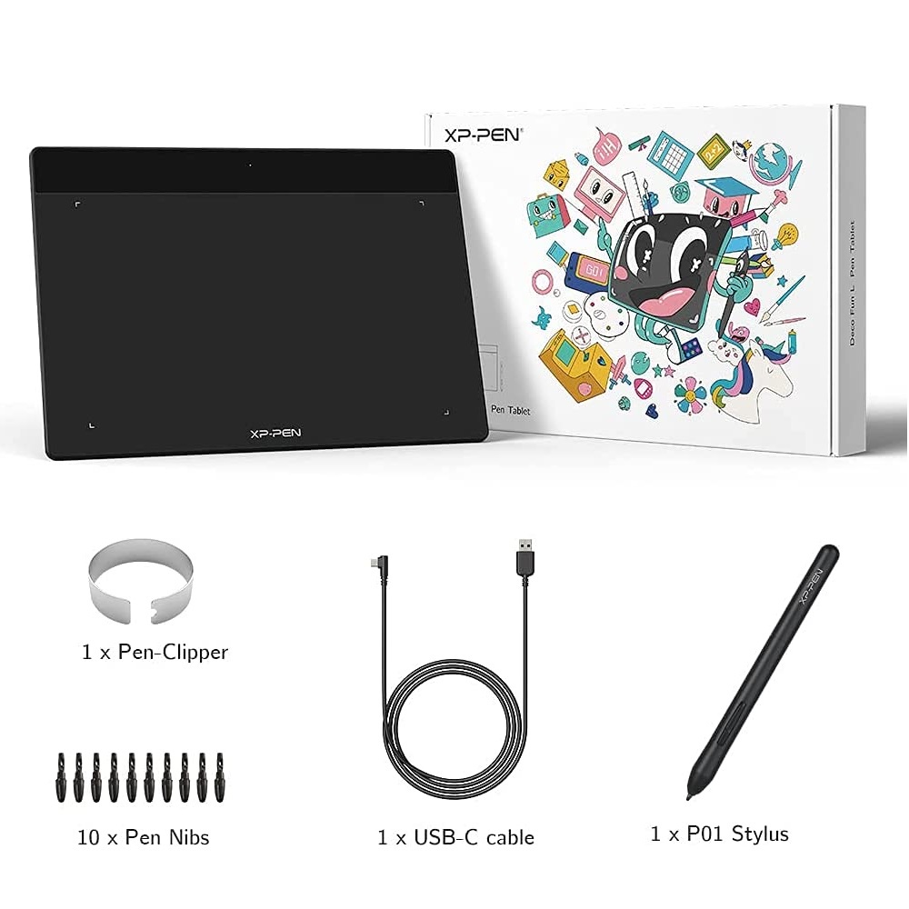 Bảng vẽ máy tính XP-Pen Deco Fun L - Bảng vẽ đồ họa XP Pen Deco Fun L kèm bút vẽ không cần pin và 10 ngòi dự phòng