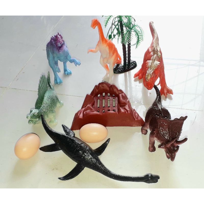 Sét 6 mô hình khu vườn 6 con khủng long loại trung bằng nhựa cứng