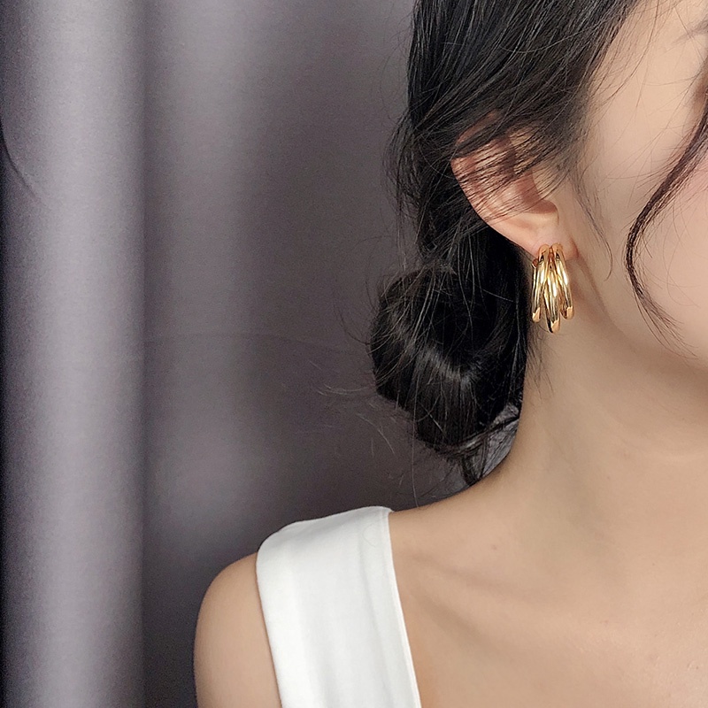 MOCHASHUKhuyên tai kim loại hình học phong cách retro Hàn Quốc mới mẻ hợp xu hướng cho nữ