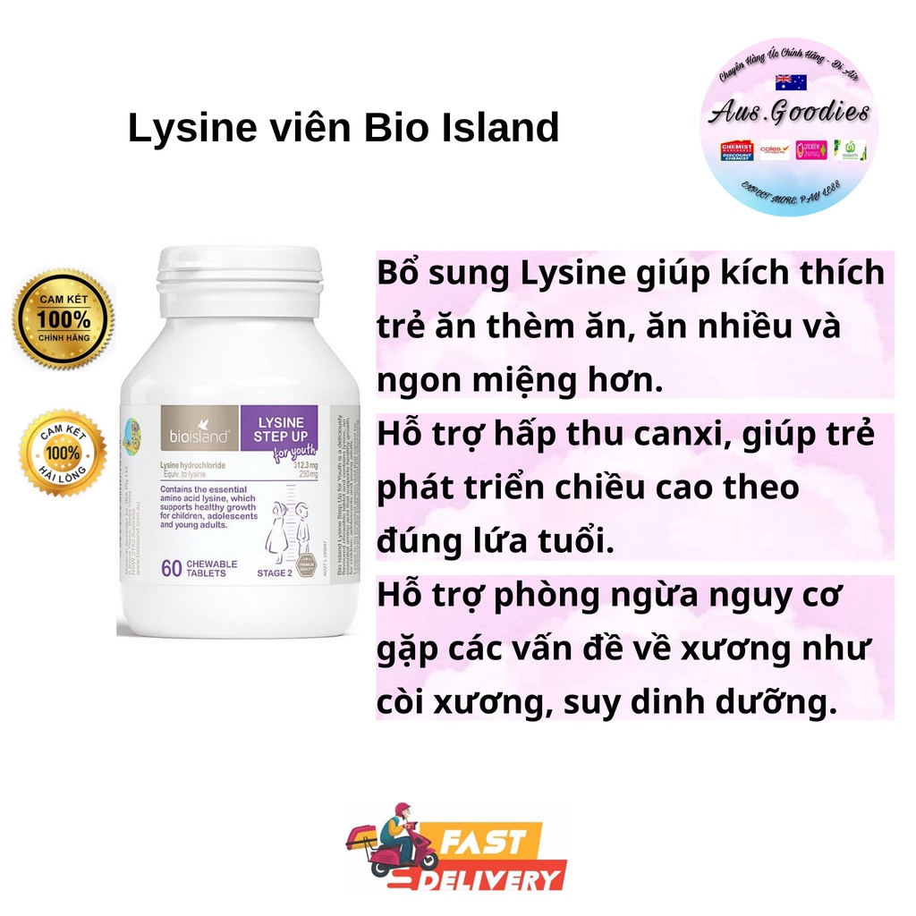 Viên uống tăng chiều cao Bio Island Lysine Step Up 60 viên