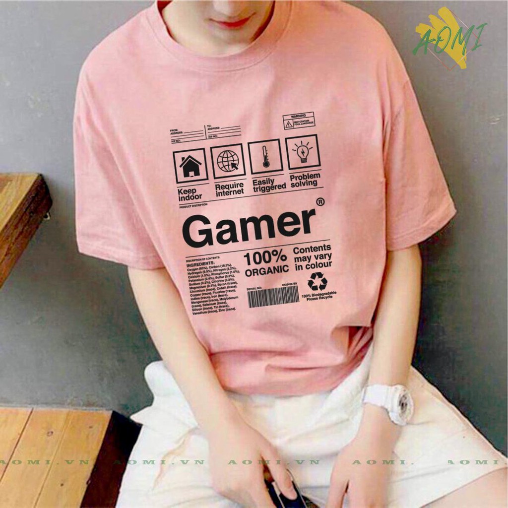 ÁO THUN UNISEX AOMI GAMER WORK NGHỀ NGHIỆP GAME THỦ TAY NGẮN TAY LỠ NAM NỮ CHẤT LƯỢNG CAO