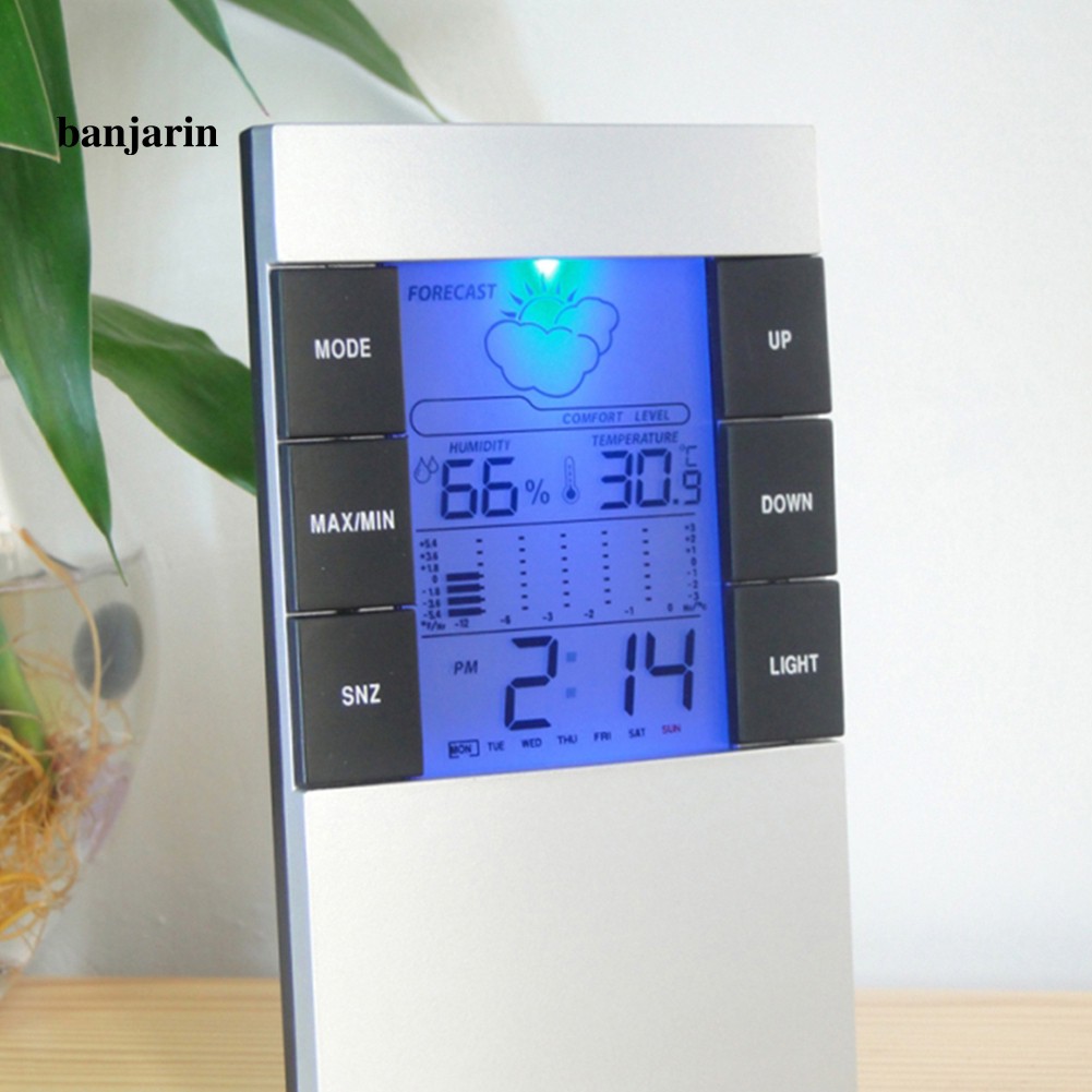 Nhiệt kế đo độ ẩm kỹ thuật số Utarabe có lịch đồng hồ báo thức đèn nền tiện dụng