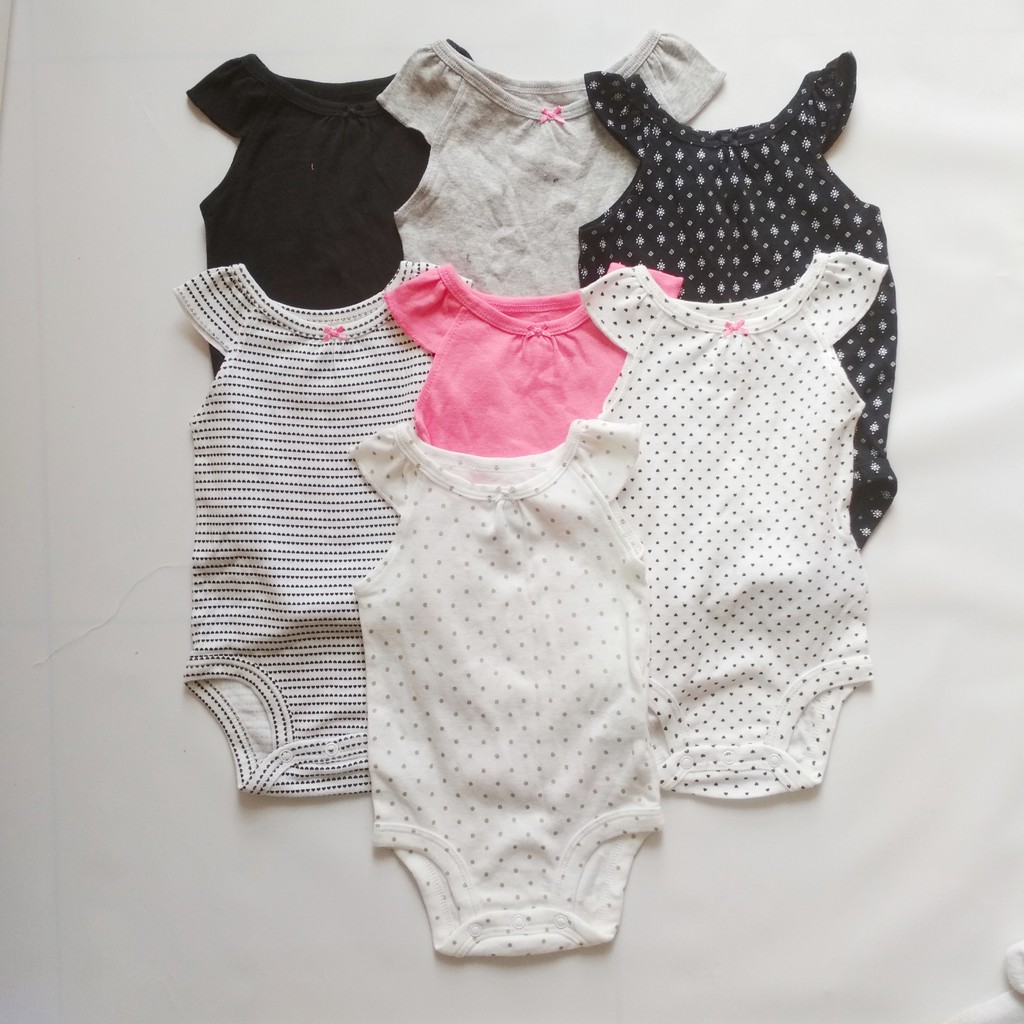 Set 5 Body chip cộc tay xuất dư xịn bé gái, bộ quần áo trẻ em bodysuit sơ sinh điệu đà cho bé mặc hè shop NEM