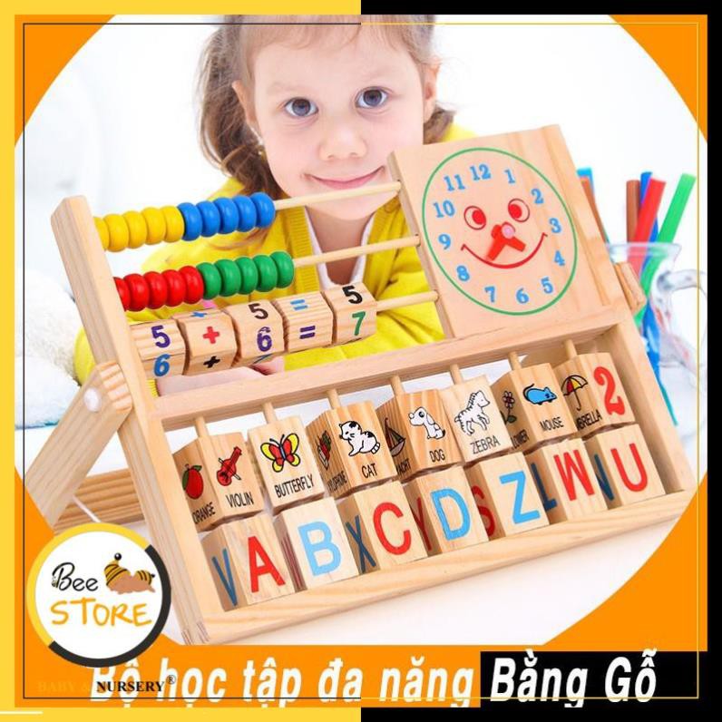 Bộ Học Tập Đa Năng Bằng Gỗ, Bảng Gỗ Học Chữ Số Và Cách Xem Giờ Cho Bé