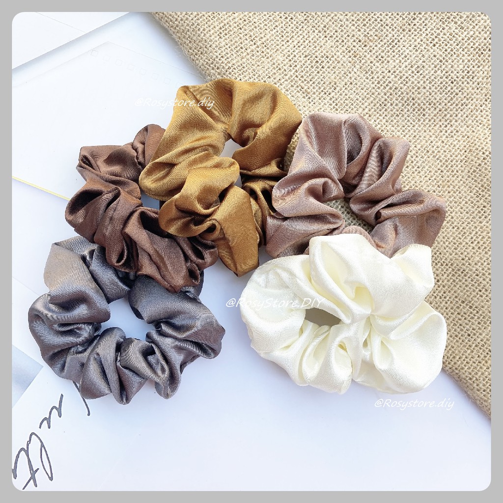 [Ảnh thật]CỘT TÓC VẢI SCRUNCHIES LỤA SATIN TÔNG NÂU SANG TRỌNG-THỜI TRANG HÀN QUỐC NỮ PHỤ KIỆN GIÁ RẺ ĐẸP