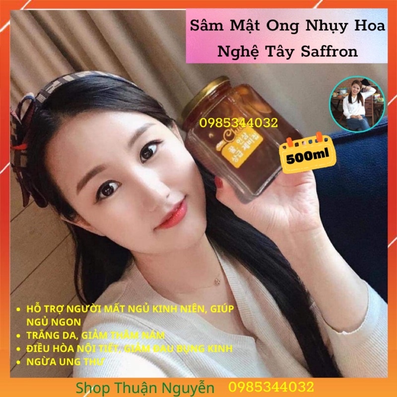 Sâm Mật Ong Nhuỵ Hoa Nghệ Tây Saffron 500ml🔹Chính Hãng🔹Saffron🔹Giảm Căng Thẳng, Lo Âu🔹Mất Ngủ Lâu Năm🔹Nội Tiết Tố Nữ