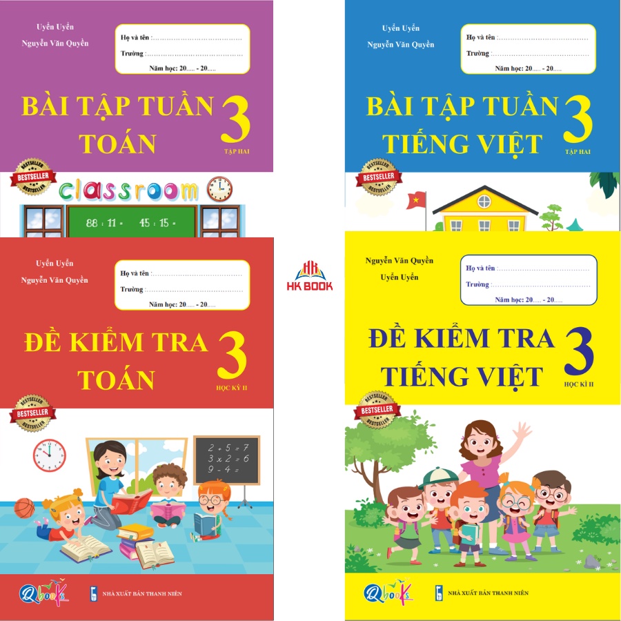 Sách - Combo Bài Tập Tuần và Đề Kiểm Tra - Toán và Tiếng Việt 3 - Học Kì 2 (4 cuốn)
