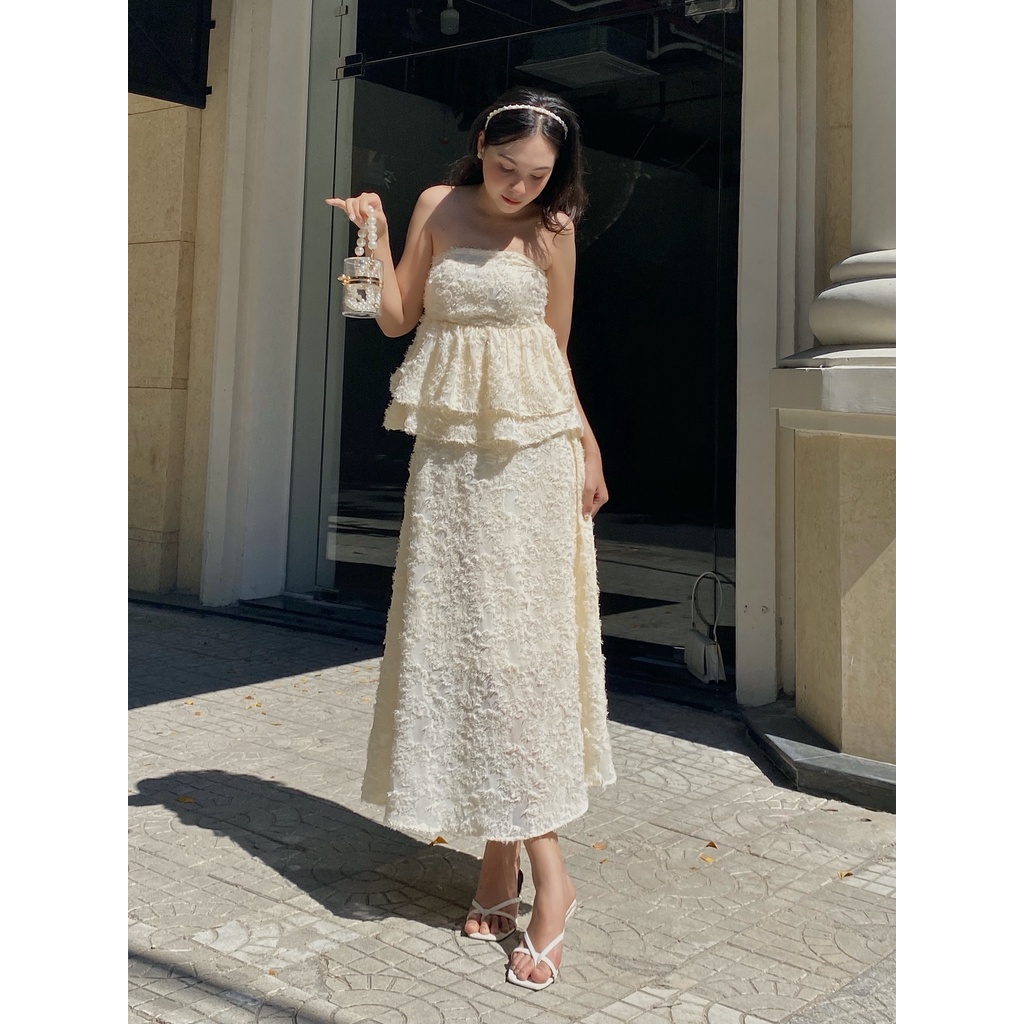 Chân váy midi tơ hoa - Feli skirt