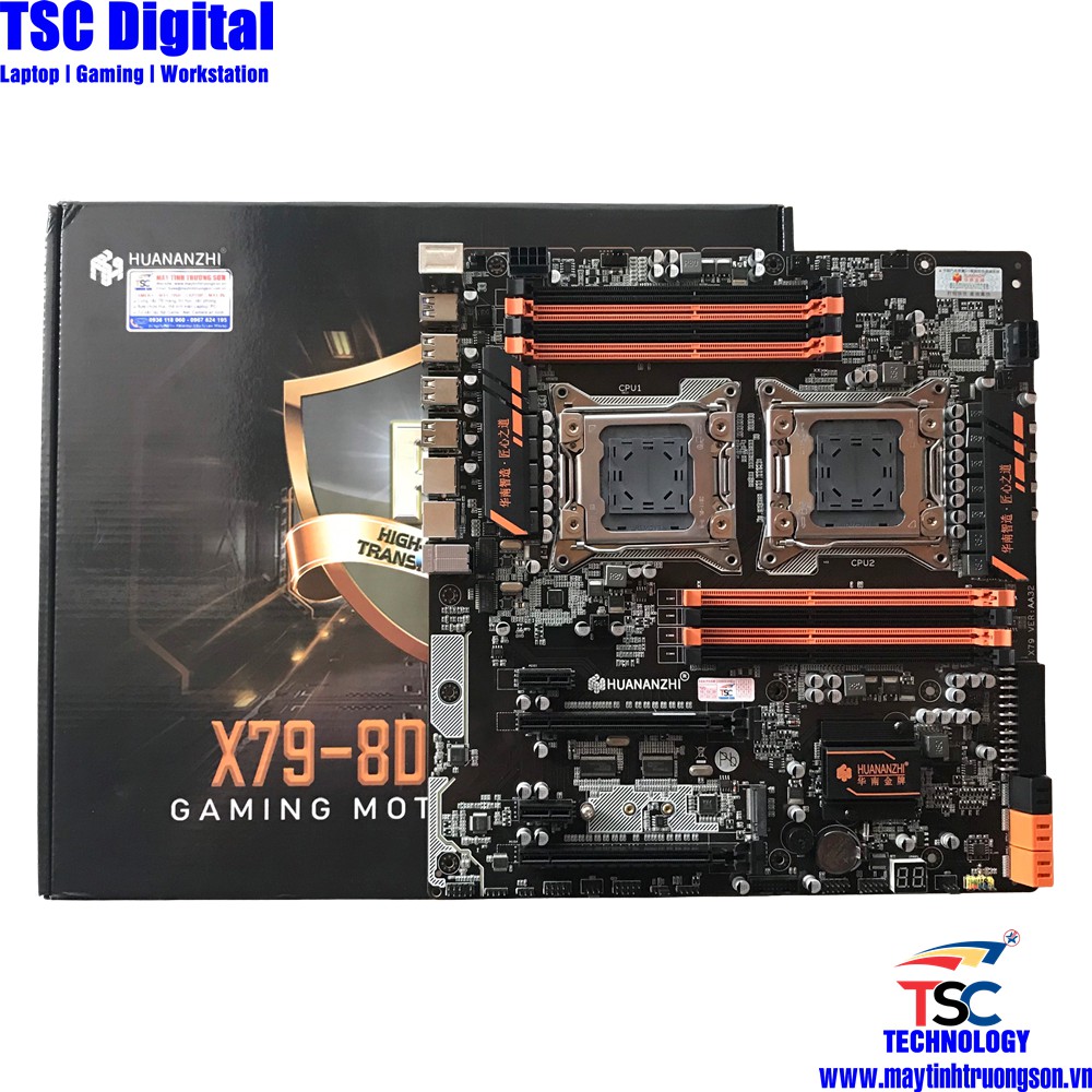 Mainboard Huananzhi X79-8D Dual CPU 8 Khe Ram | CPU Supports LGA 2011 V1 V2 - Có Chân Lắp SSD M.2 NVME