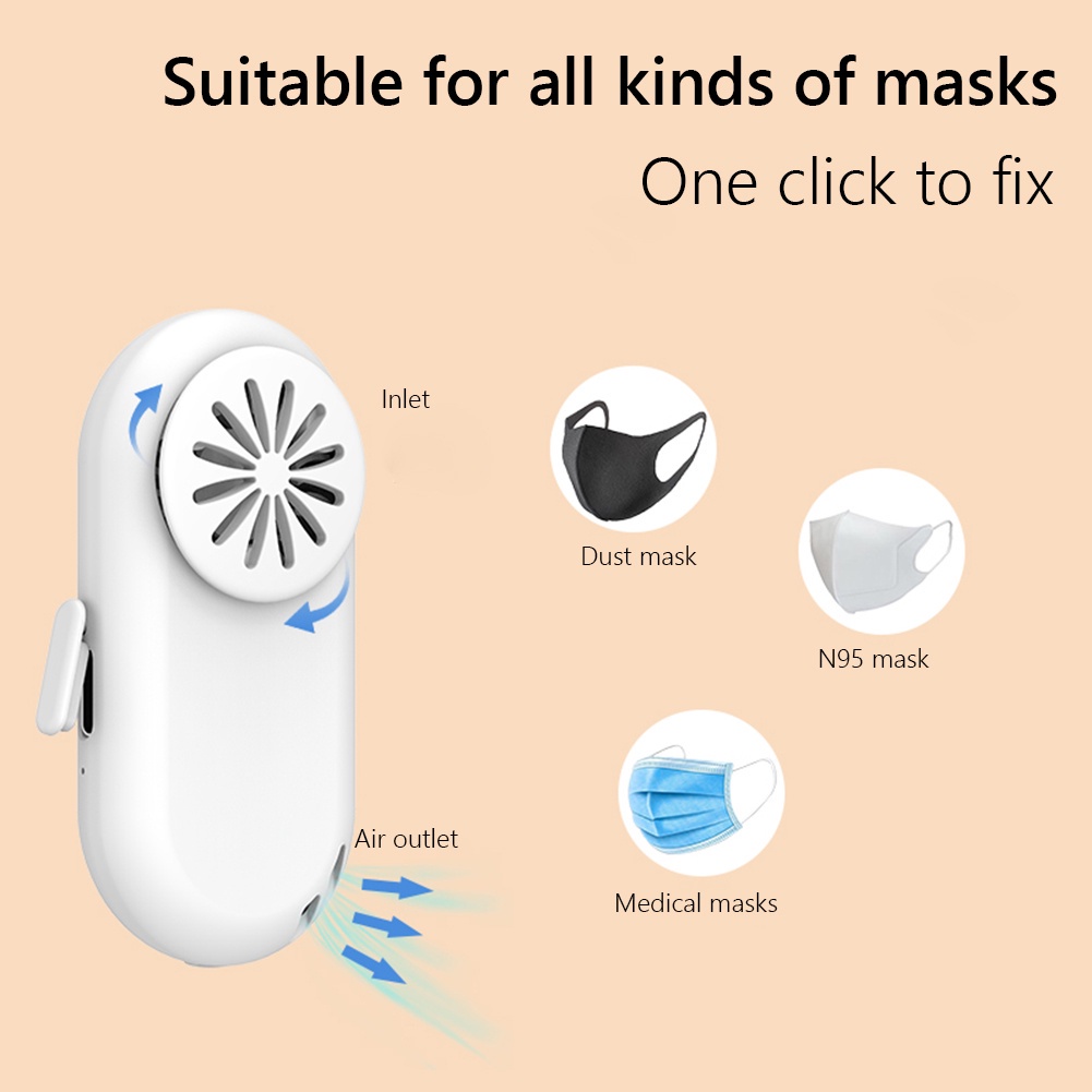 Quạt Làm Mát Mini K1 Có Kẹp Gắn Khẩu Trang Tiện Dụng