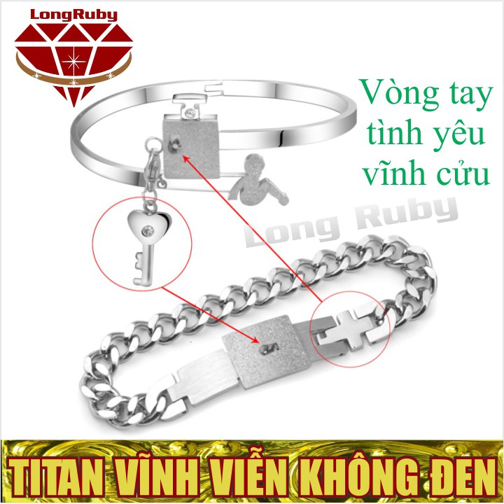 BỘ VÒNG TAY Ổ KHÓA CHÌA KHÓA TITAN CAO CẤP | LẮC TAY CẶP ĐÔI TÌNH YÊU VĨNH CỬU