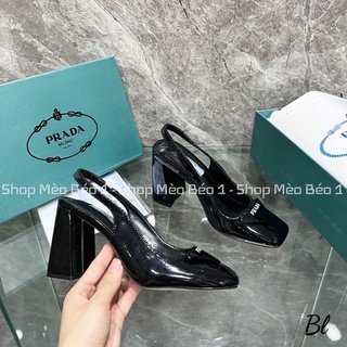 Sandal prd mũi vuông bít mũi gót trụ fullbox