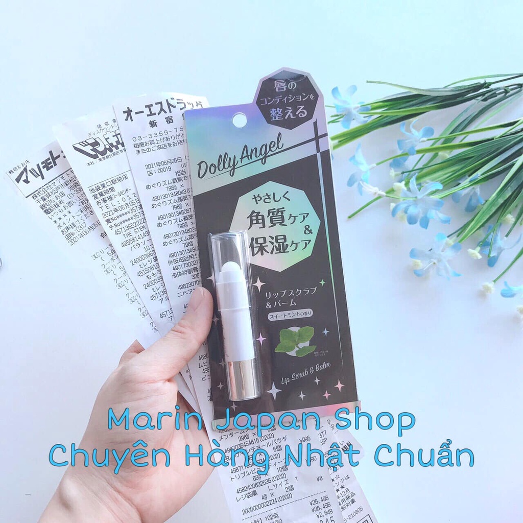 (SALE) Tẩy da chết tế bào chết hương bạc hà Lip Scrub &amp; blam Dolly Angel Nhật Bản