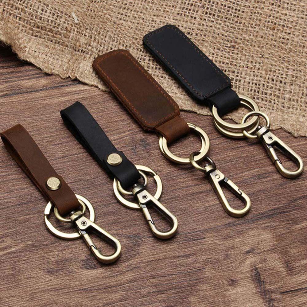 Móc Chìa Khóa Xe Hơi Bằng Da PU Phong Cách Retro Giá Đỡ
