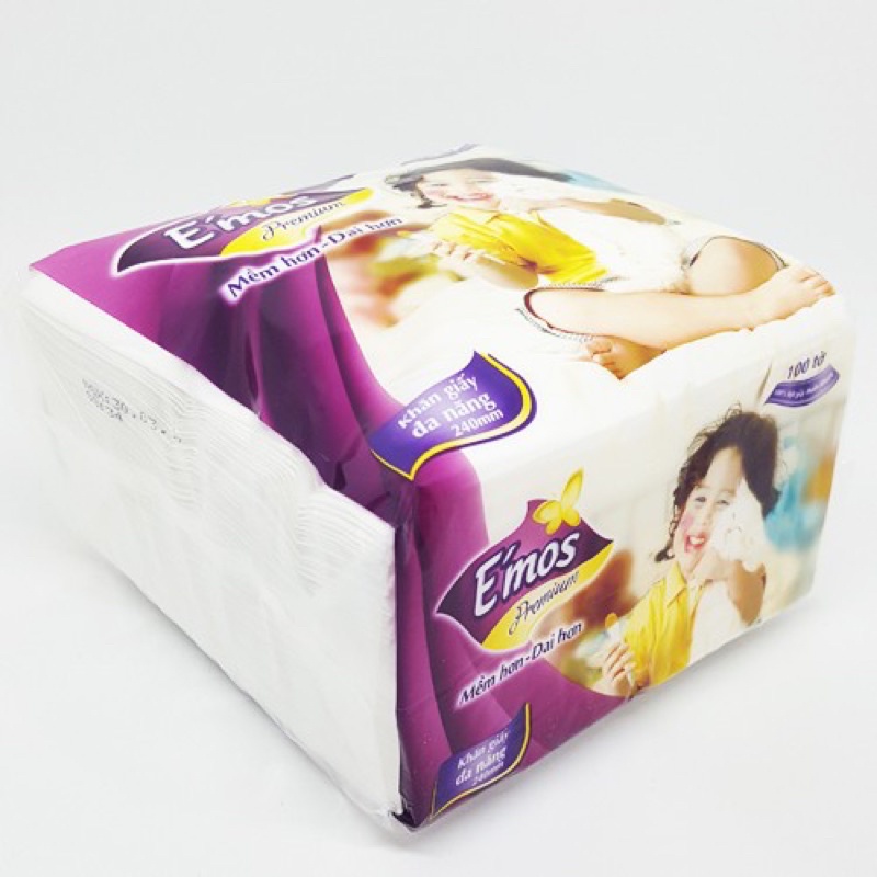 Khăn giấy vuông E’mos Premium 100 tờ