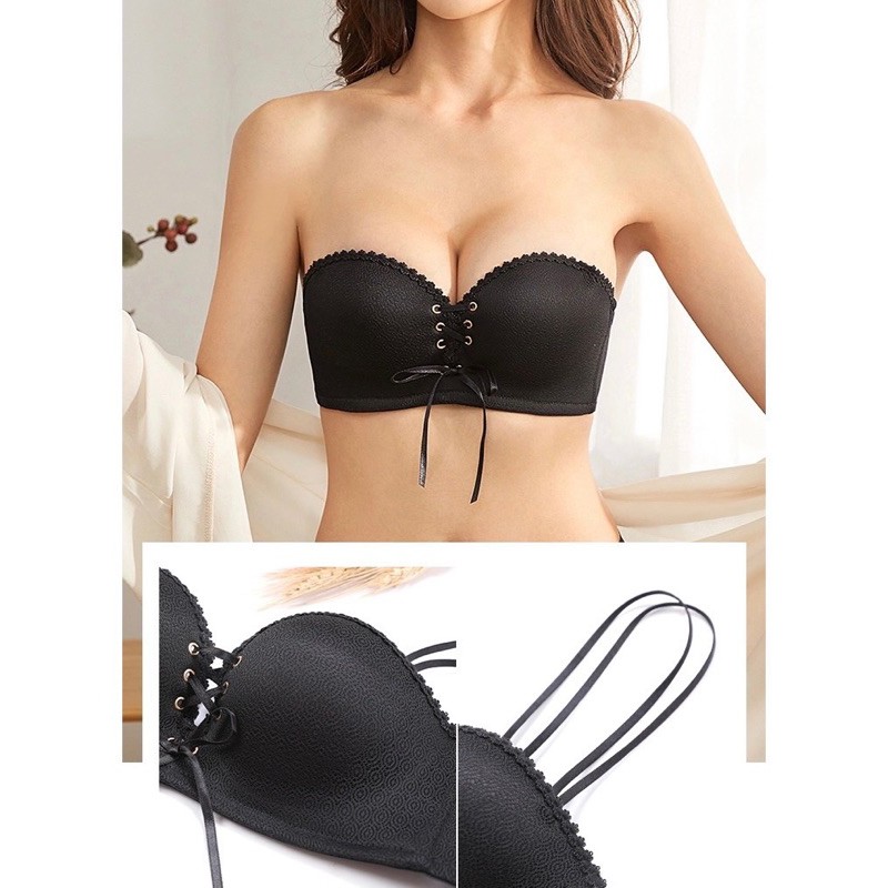 Áo Cup Ngực Không Dây Quả Ngang Dây Rút , Áo Ngực Không dây Chống tụt Nâng đẩy